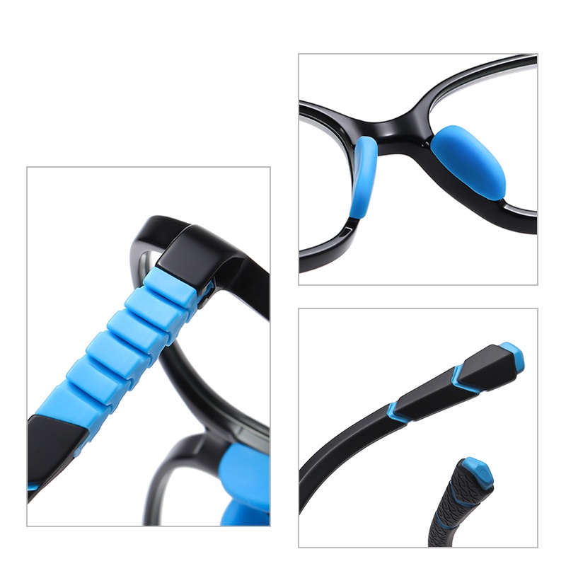 Mắt kính gọng silicon co giãn hình oval màu xanh dương thời trang cho bé trai và bé gái RZ1086 ROZA