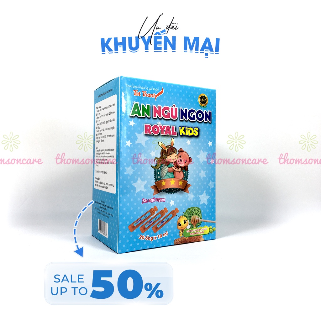 Siro ăn ngủ ngon cho bé Royal Kids giúp trẻ hết biếng ăn, giảm mồ hôi trộm từ đẳng sâm, sữa ong chua và chất xơ Inulin