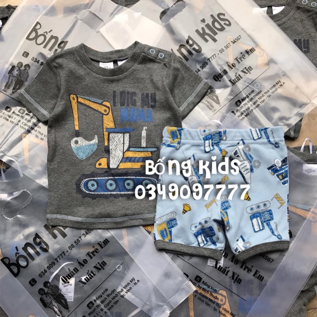 Bộ Hè Bé Trai Xe Cần Cẩu Baby Berry