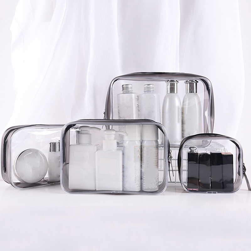 Túi nhựa PVC màu trong suốt chống nước tiện dụng đựng đồ trang điểm có 4 kích thước tùy chọn