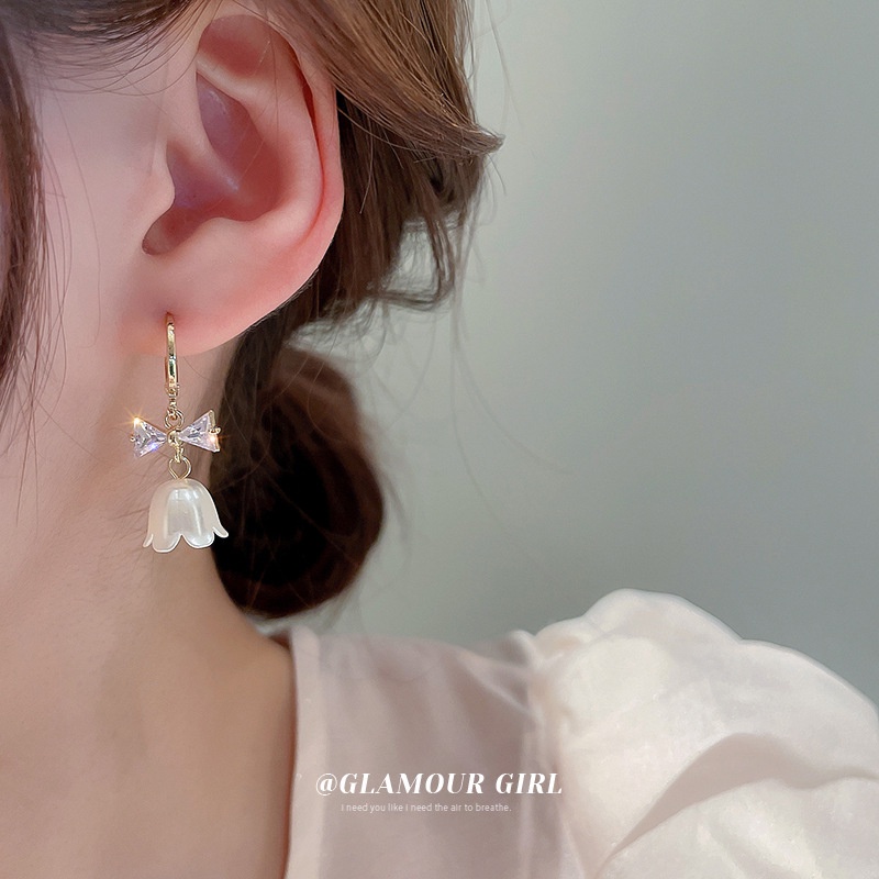 Niche Bông Tai Mạ Bạc 925 Hình Hoa lily Phong Cách Hàn Quốc Thời Trang Mùa Hè Cho Nữ