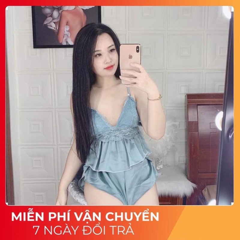 Đồ Ngủ Sexy Cổ Yếm Quần Beo, Đồ Ngủ Nữ Chất Satin Cao Cấp 40-60Kg BOYEMBEO | BigBuy360 - bigbuy360.vn