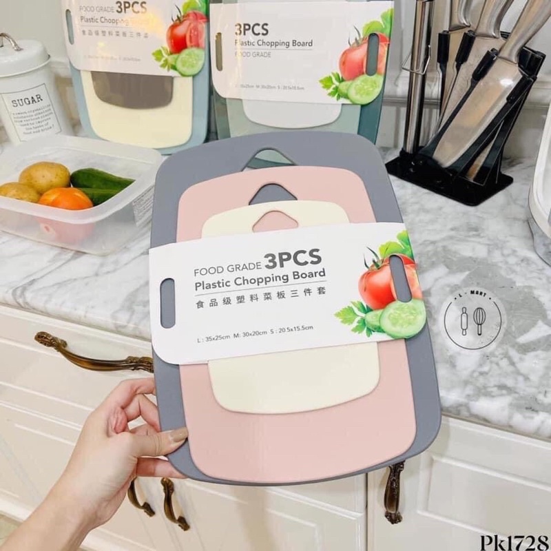 Thớt nhựa kháng khuẩn chất liệu lúa mạch an toàn chống ẩm mốc 1 SET 3 CHIẾC l GIAO MÀU NGẪU NHIÊN