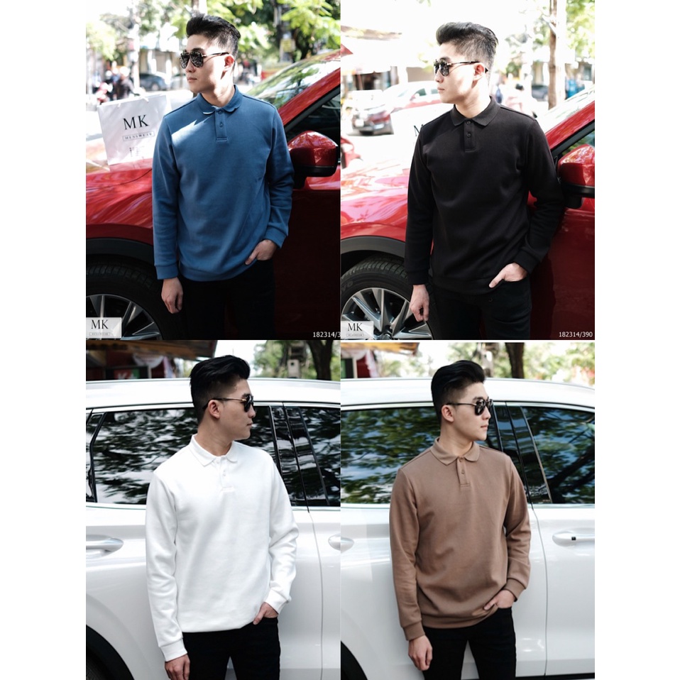 Áo Dài Tay Cổ Bẻ Polo Trơn Basic Nam Nữ