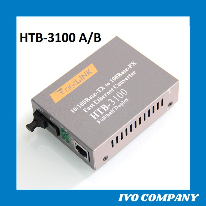 Thiết Bị Chuyển Đổi Quang Điện 1 Sợi Media Converter 1FO 100Mbps Netlink HTB-3100AB