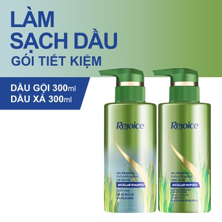 [Mã PG2112B giảm 8% đơn 199K] Bộ dầu gội & xả Rejoice Micellar 300ml/ chai làm sạch dầu