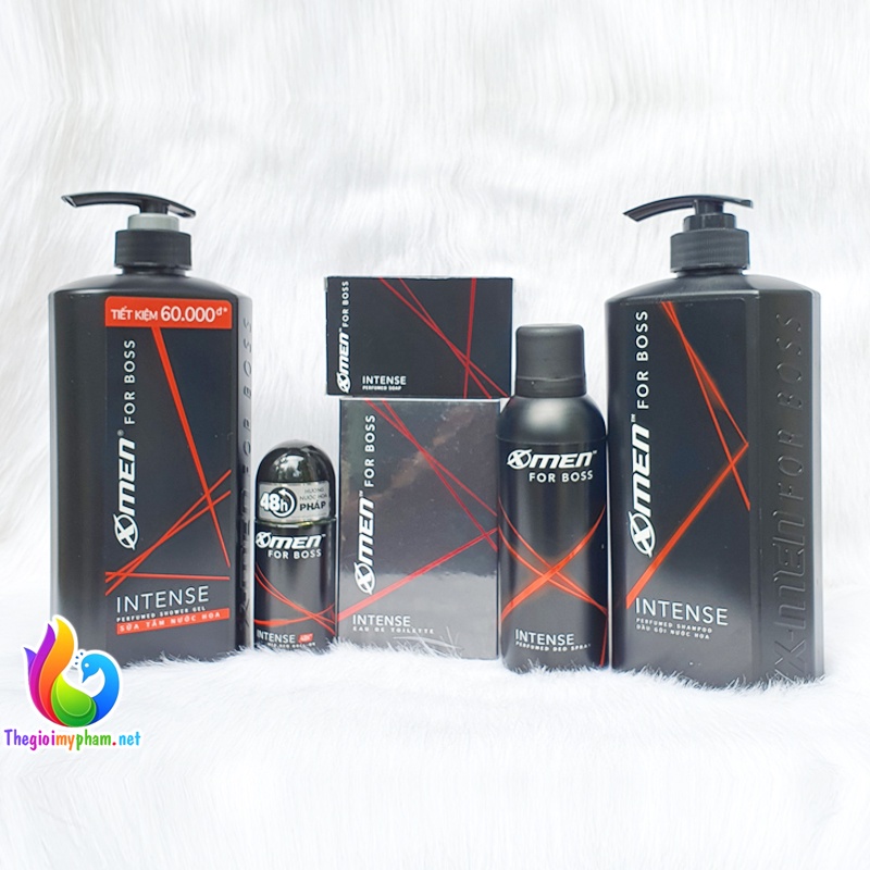 [Tặng Xà Bông]Combo XMen For Boss Intense: Dầu Gội 650g + Sữa Tắm 650g + Xịt Khử Mùi 150ml + Nước Hoa 49ml + Lăn 50m