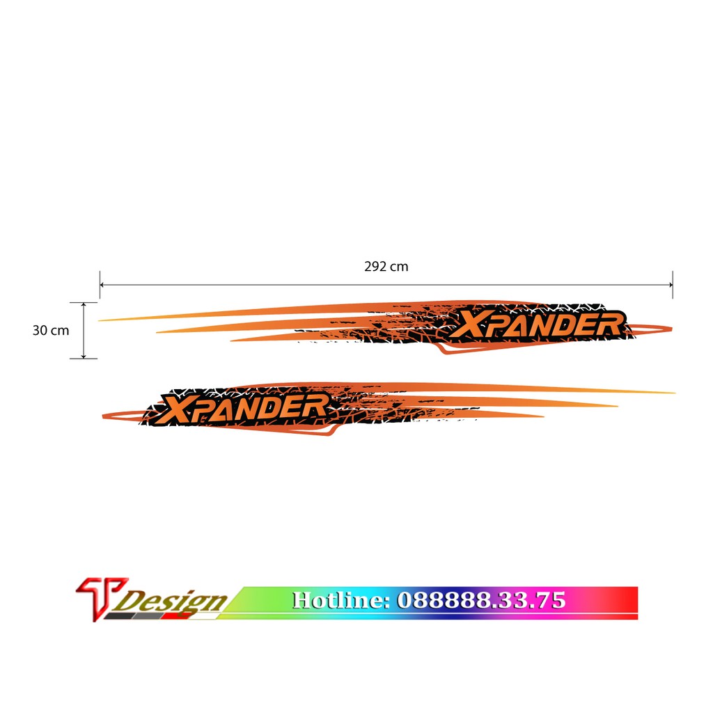 Decal xe Xpander, tem dán sườn xe Xpander tem xe phong cách thể thao WRAP52