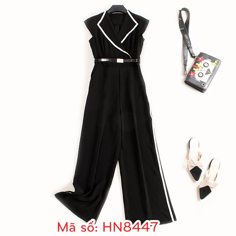 S ⚡️ có đủ size ⚡️#HN8447 JUMPSUIT ĐỒ BAY CỔ VEST PHỐI VIỀN TAY NGẮN QUẦN ỐNG RỘNG SANG TRỌNG - HÀNG NHẬP FREE