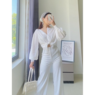 SUNDEI | Áo sơ mi tay phồng cổ tròn Basic Shirt