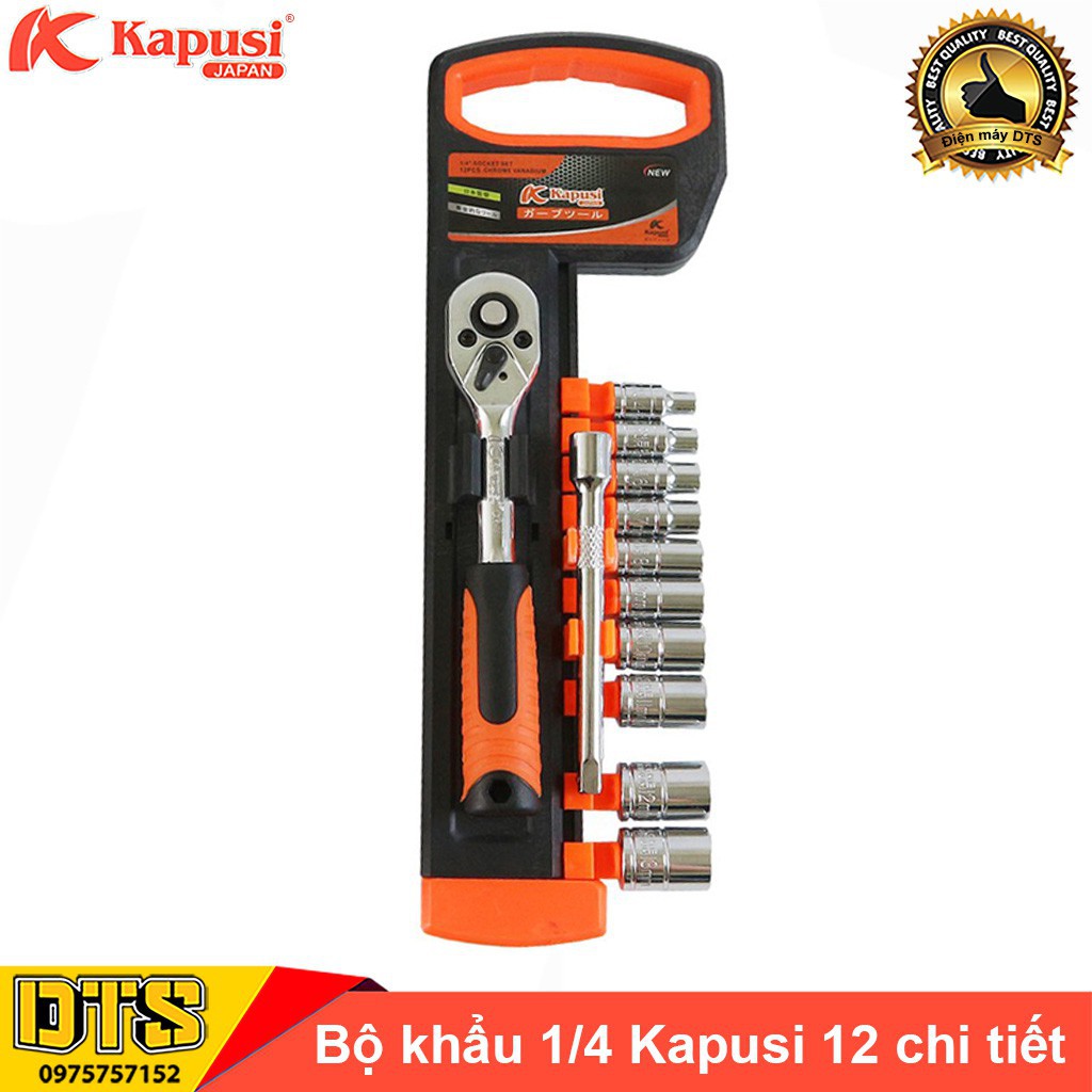 Bộ tuýp sửa chữa - bộ khẩu 1/4 cần tự động 12 chi tiết Kapusi Japan giocongcu