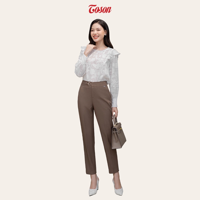 Áo sơ mi trắng thô dệt hoa nổi Toson 14991W32