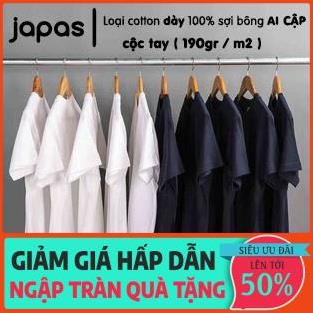 Áo thun nam phông trơn cộc tay cotton 100% mặc thoáng mát dày dặn thương hiệu Japas áo thun chuẩn Nhật cho nam nữ new