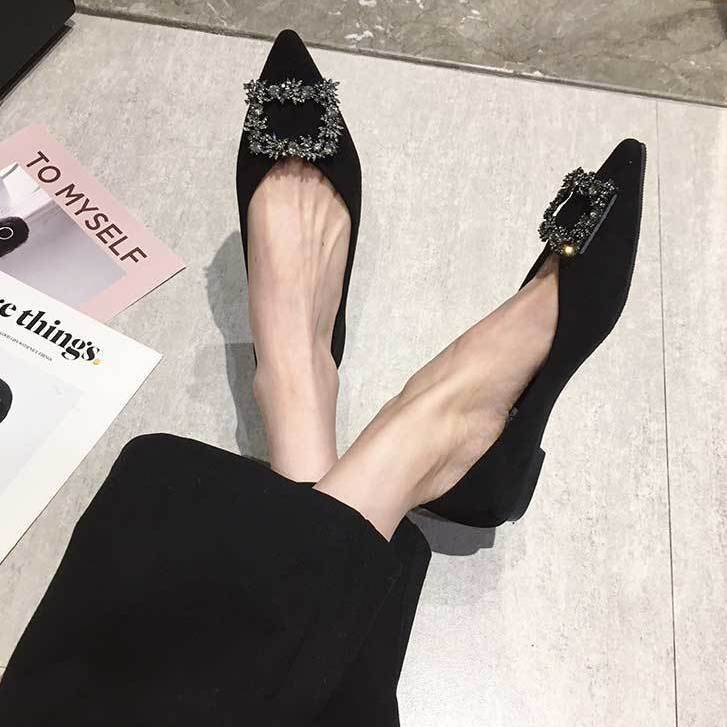 Giày Búp Bê Đế Mềm Mũi Nhọn Đính Đá Lấp Lánh Sang Trọng Hợp Thời Trang 2023 Cho Bạn Gái size 33-44