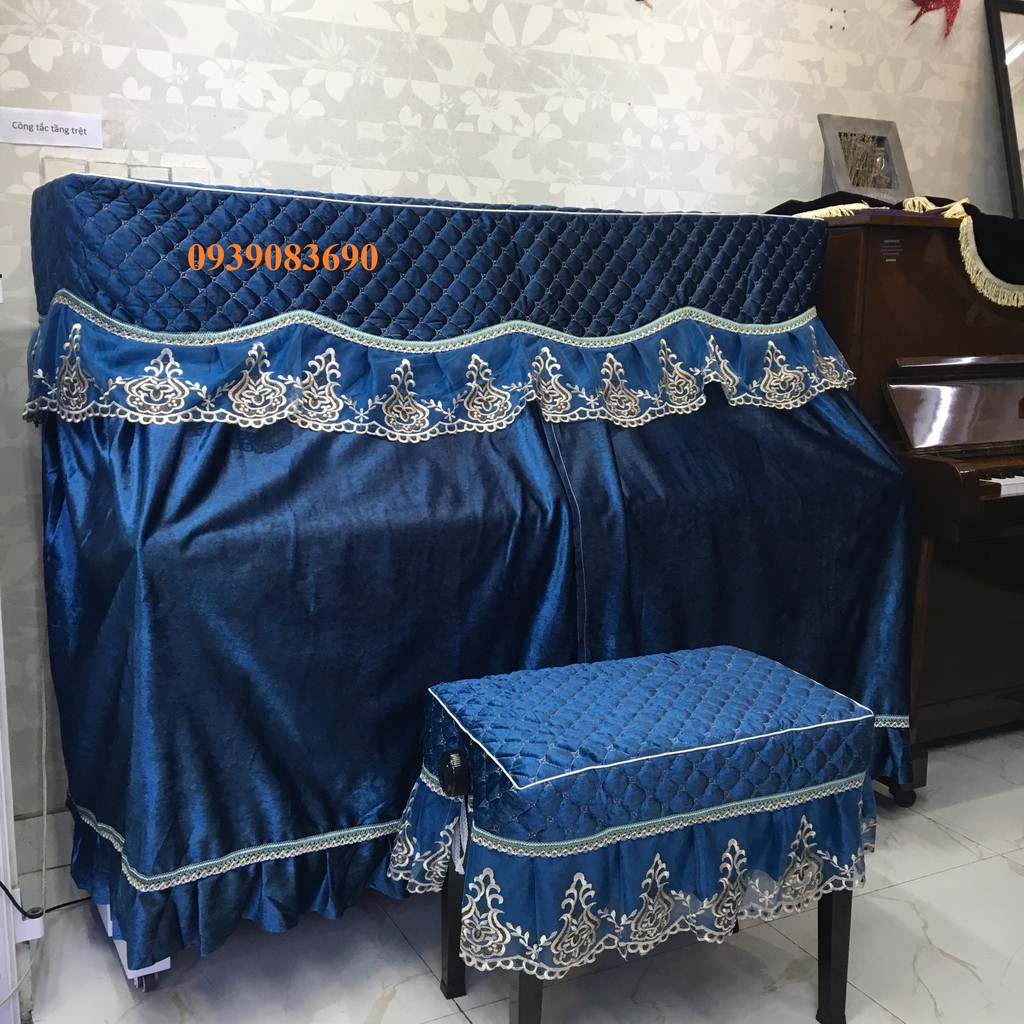 Bộ khăn phủ đàn Piano màu xanh nước biển