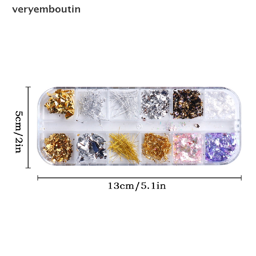 [Hàng mới về] Kim sa trang trí móng tay bằng kim loại hình lá mùa thu lá màu vàng/bạc long lanh