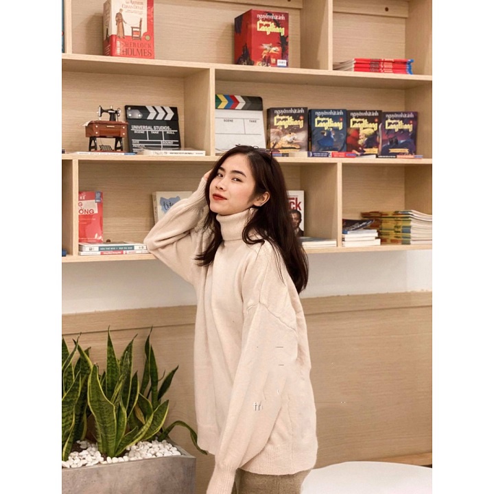 Áo len trơn cổ lọ chất mịn, áo len cổ cao len lông thỏ dáng rộng - Mono Boutique | BigBuy360 - bigbuy360.vn