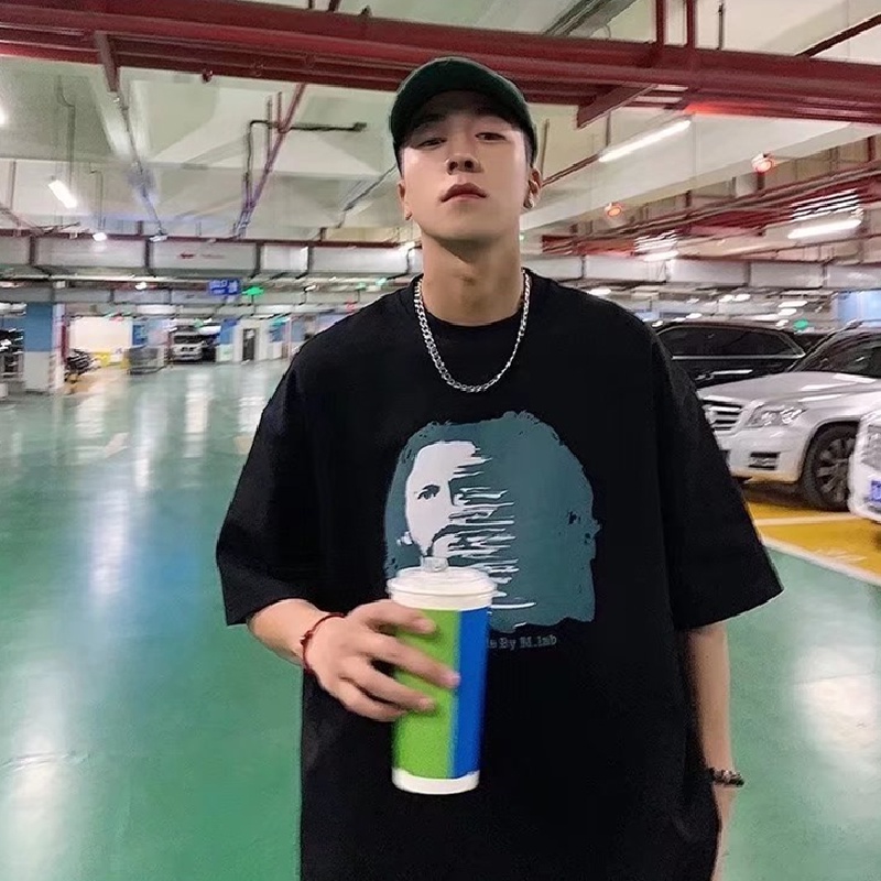 Áo Thun Dáng Rộng In Chữ Phong Cách Hip Hop Đường Phố Hàn Quốc Thời Trang Mùa Hè Cho Nam Cỡ M-5XL
