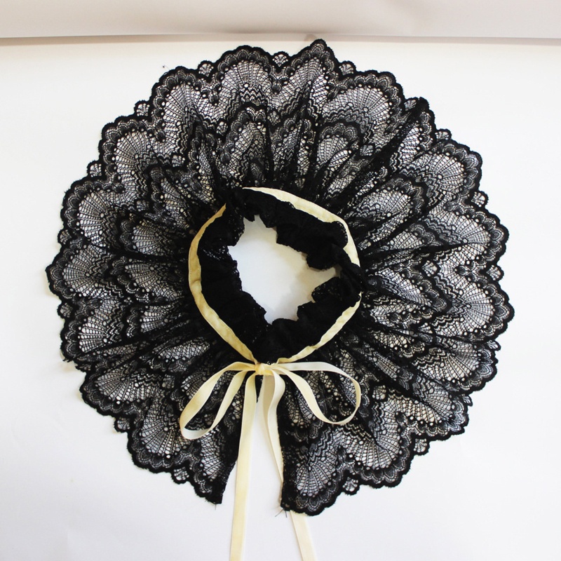 Khăn Choàng Cổ Ren Hoa Màu Đen Phong Cách Vintage Dành Cho Nữ