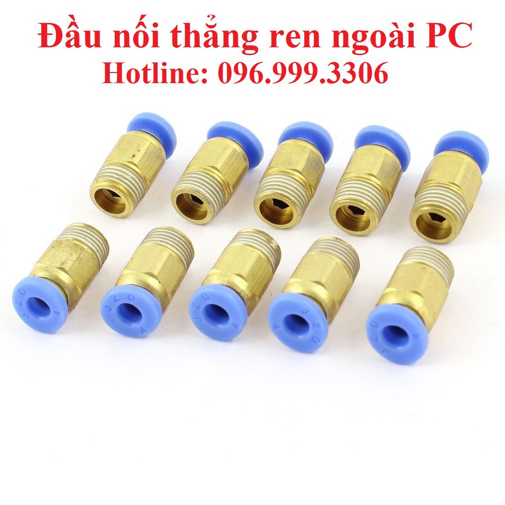 Đầu nối PC thẳng ren ngoài khí nén, phun sương đầy đủ kích thước ống và ren hàng xịn giá sỉ