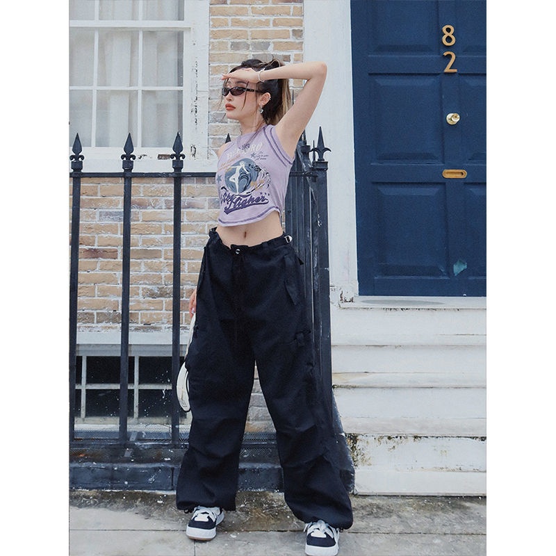 Quần Yếm Xếp Ly Phong Cách Retro Đường Phố Mỹ Thiết Kế Mới Dành Cho Nam Nữ