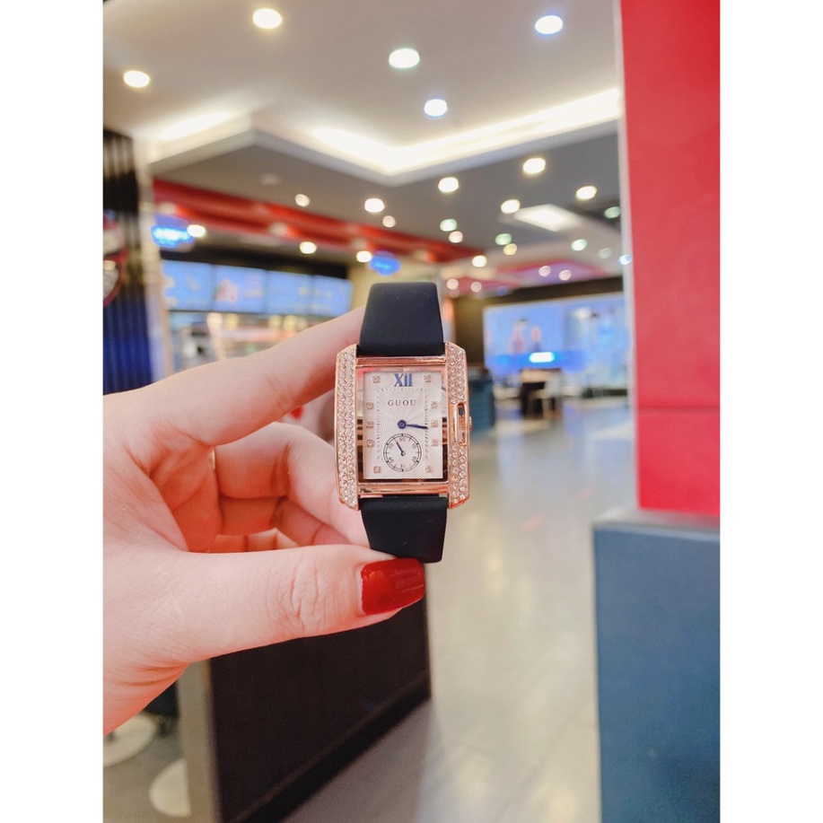 Đồng hồ nữ g.u.o.u quai silicol thông minh , mặt viền đá sang trọng, hình ảnh video tự chụp | BigBuy360 - bigbuy360.vn