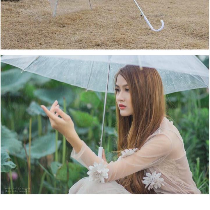 Ô trong suốt gấp gọn che mưa thời trang tiện lợi, Dù trong suốt cao cấp chắn chắn độ bền cao