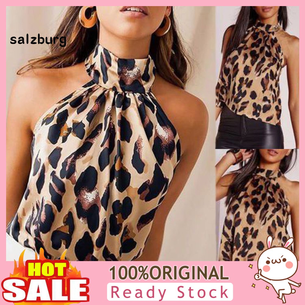 Áo Nữ Không Tay Hở Lưng Họa Tiết Da Báo Thời Trang Quyến Rũ