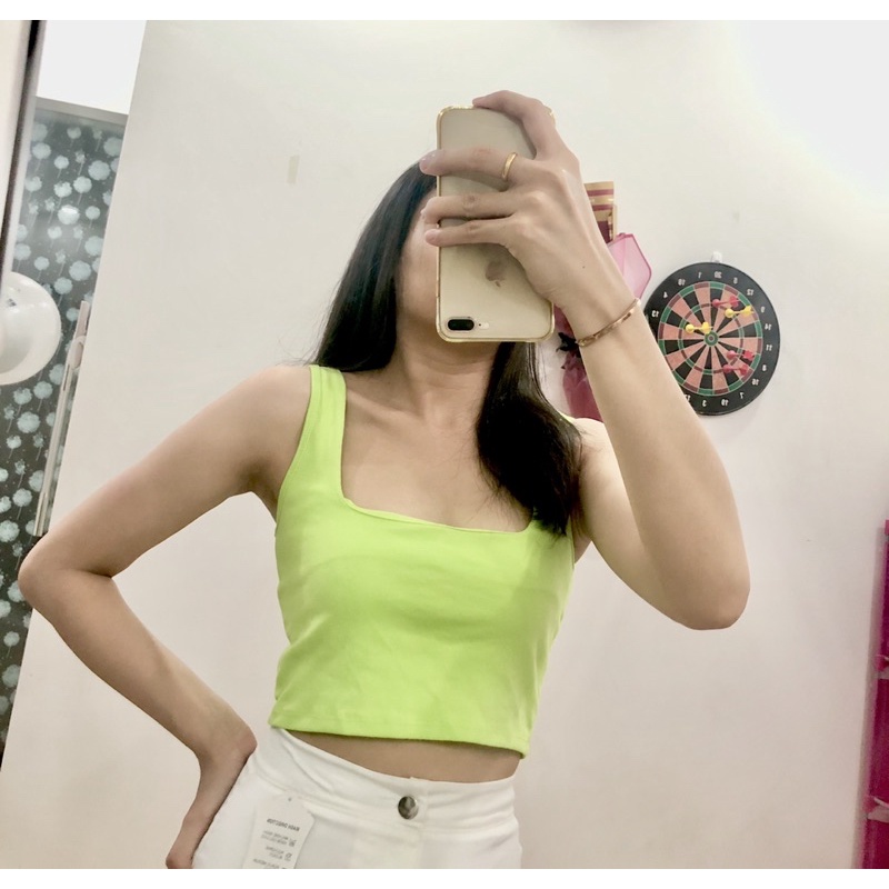 Áo 2 dây bản to cổ Vuông siêu hothit, Áo croptop hai dây bản to Nữ hàng Quảng Châu chất Thun Borip