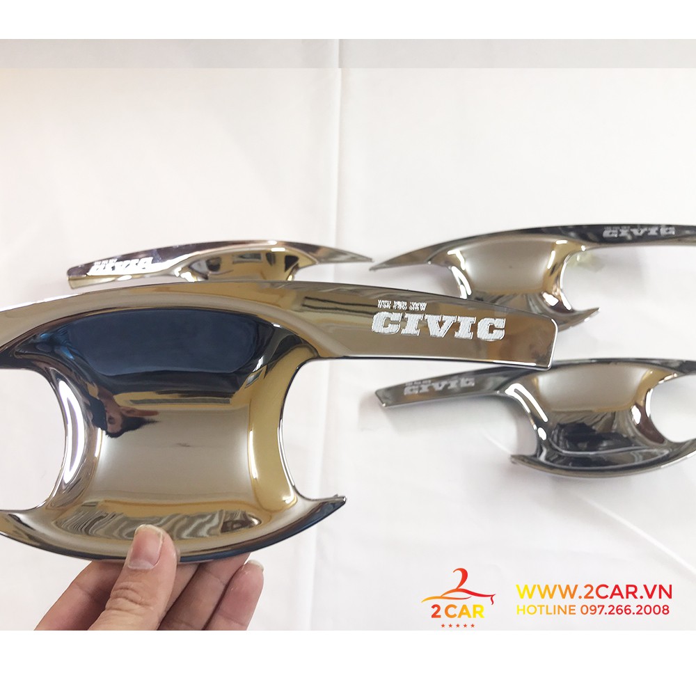 Ốp tay nắm, Hõm Cửa Xe Honda Civic 2016 - 2021 Mạ Crom cao cấp- Giá 1 bộ