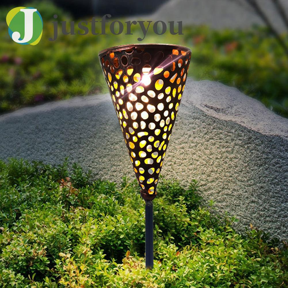 Bộ 2 Đèn Led Cắm Cỏ Sân Vườn Hình Nón Bằng Kim Loại Sử Dụng Năng Lượng Mặt Trời