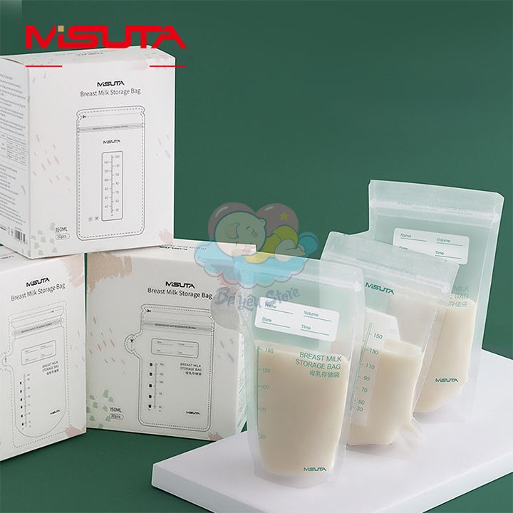 Túi trữ sữa 150ml có vòi rót – Túi trữ sữa 250ml thương hiệu MISUTA cao cấp có khóa zip dễ dàng bảo quản (Hộp 30 túi)