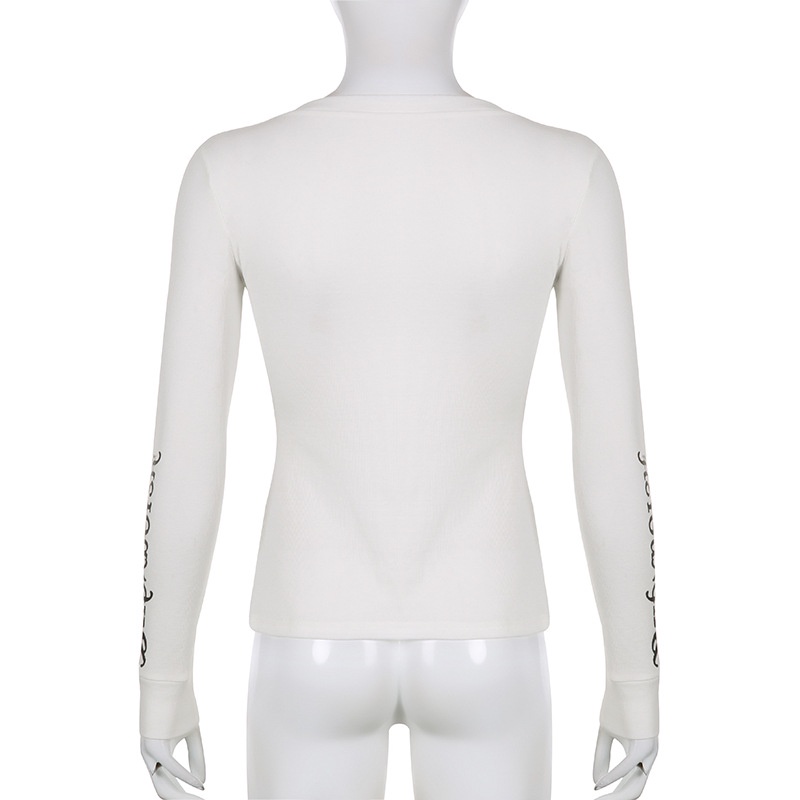 Áo Sơ Mi Dài Tay Cổ Chữ U In Chữ Thời Trang Dành Cho Nữ