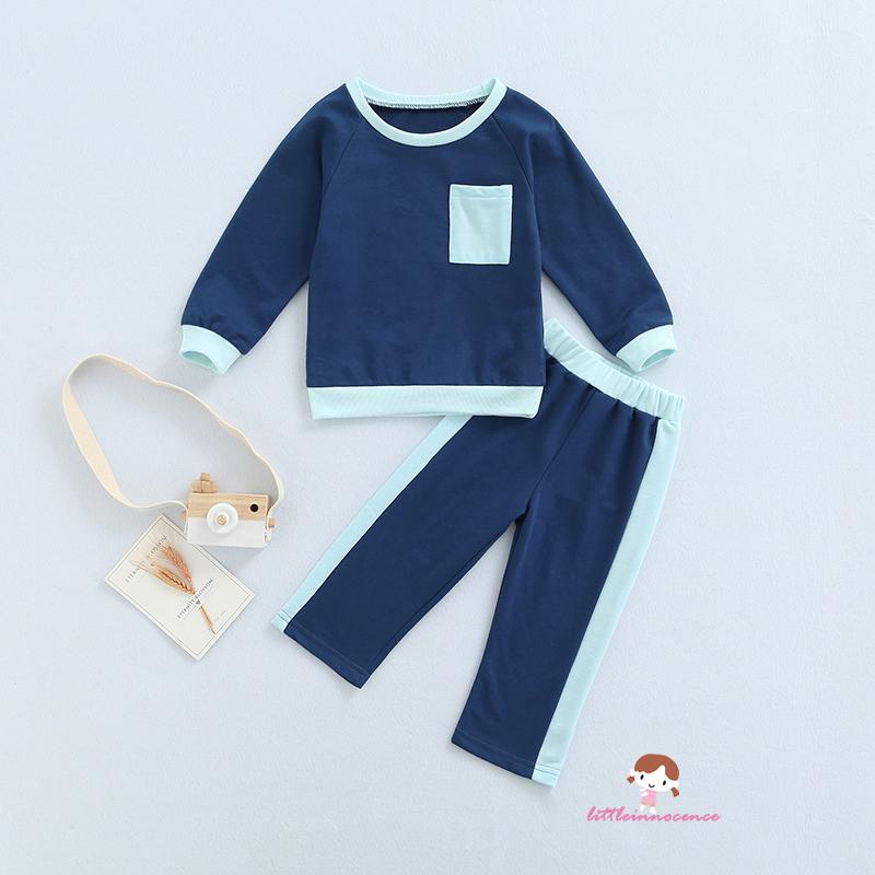 Set áo nỉ cổ tròn tay dài kèm quần lưng thun màu sắc thời trang cho bé trai XZQ7