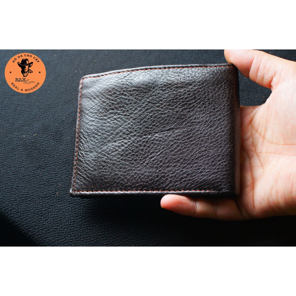 Ví nam da bò màu đen dáng ngang - RAM Leather