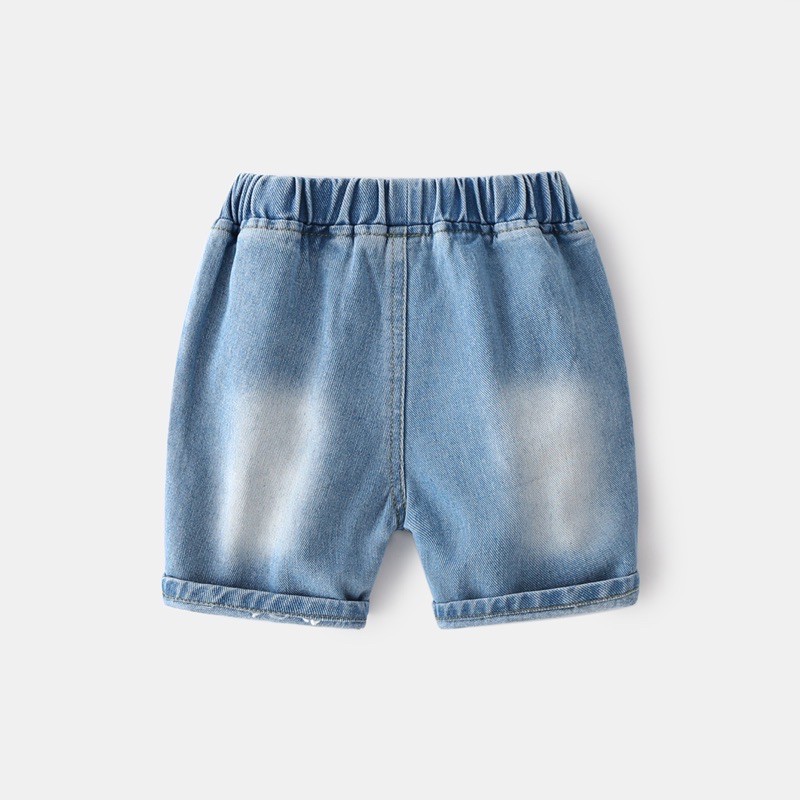 Quần Short Jean bé trai WELLKIDS quần bò chất mềm cho bé thêu hoạ tiết ngộ nghĩnh (3205)