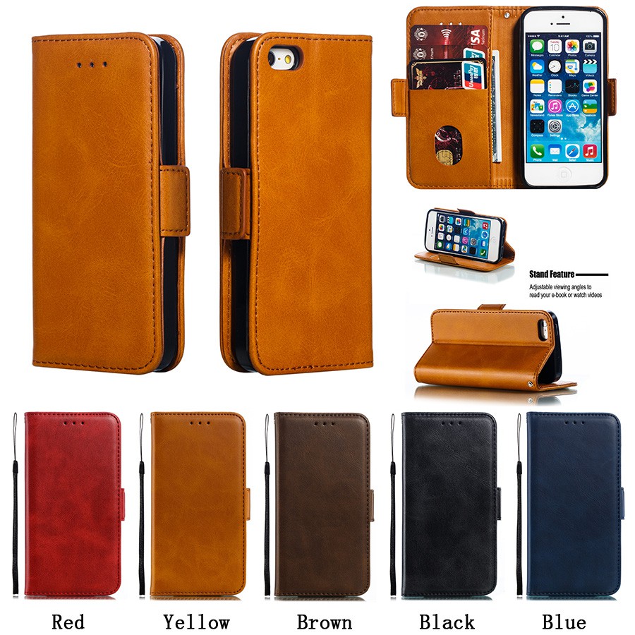 Bao da điện thoại nắp lật màu trơn sang trọng cho iPhone 5/5s/SE | BigBuy360 - bigbuy360.vn