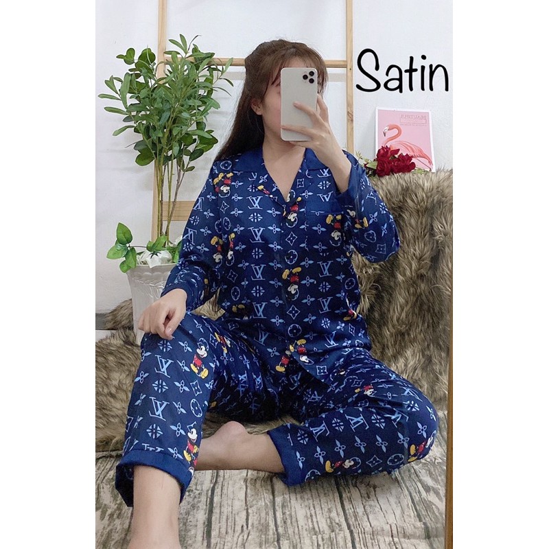 ( FreeSize Satin ) Đồ Bộ Pijama Satin Phối TDQD.