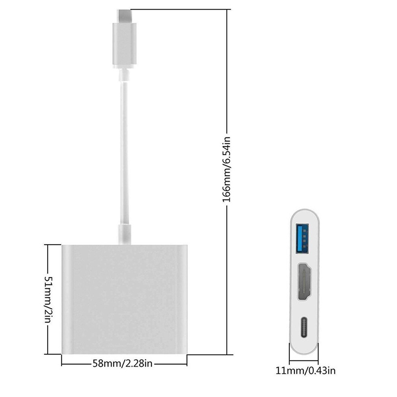 [shafineVN]Type C USB to USB-C 4K HDMI USB Adapter Cable 3 in 1 Hub for PC Laptop HOT SALE