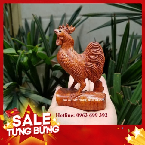 [GIA RE] Tượng con gà gỗ hương cao 12 cm (mẫu mới)