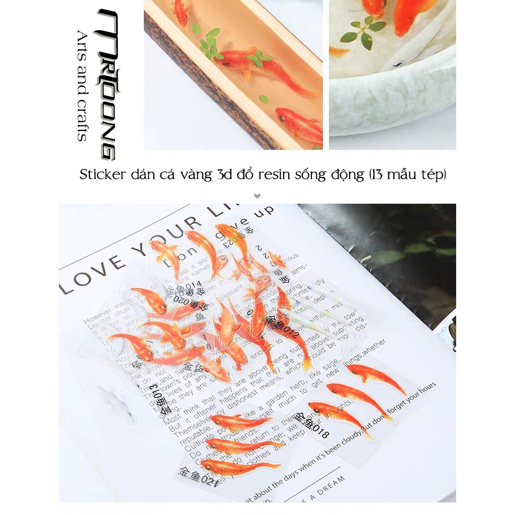 Sticker dán Cá vàng 3d- Vẽ tranh nghệ thuật Resin- CV001