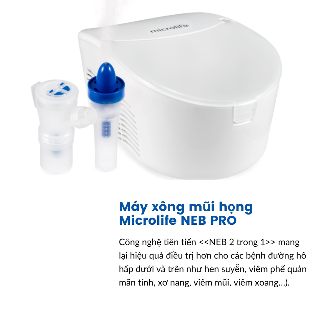 Máy xông mũi họng MICROLIFE NEB PRO &quot; 2 in 1&quot; xông và rữa sạch khoang mũi &quot; bảo hành 3 năm chính hãng - MEDICAL