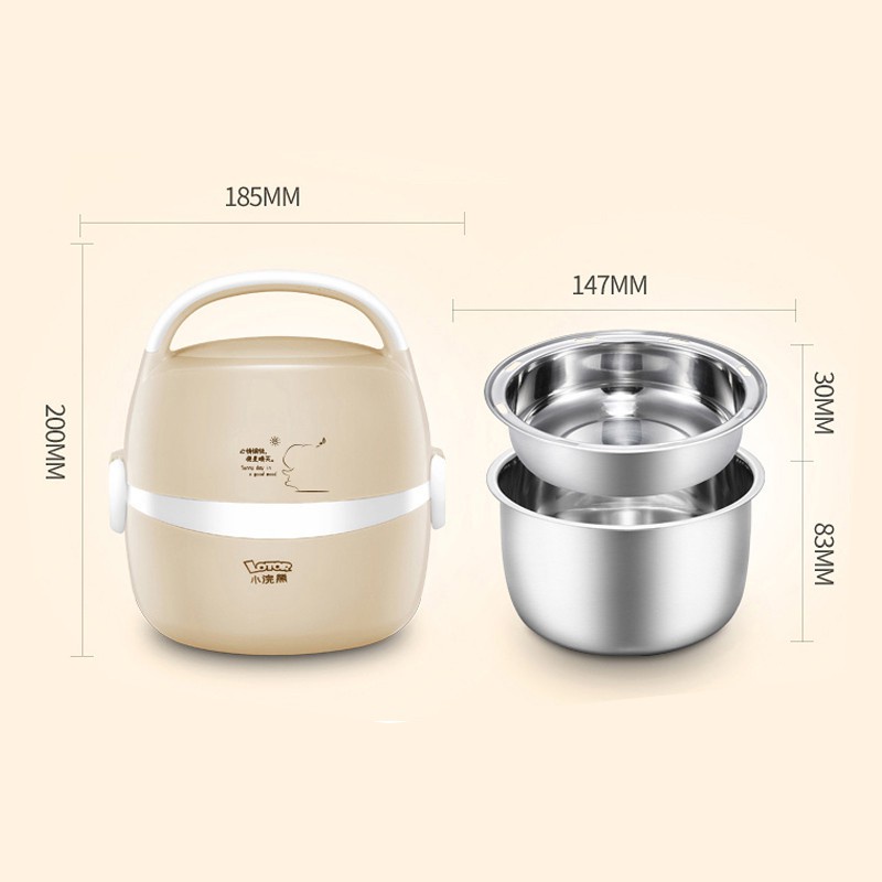 Hộp cơm cắm điện Lotor, Hộp cơm hâm nóng giữ nhiệt văn phòng 2 tầng tự động cao cấp