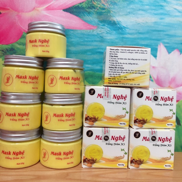 Combo 1 hộp kem mask nghệ hand made trắng da hồng sâm