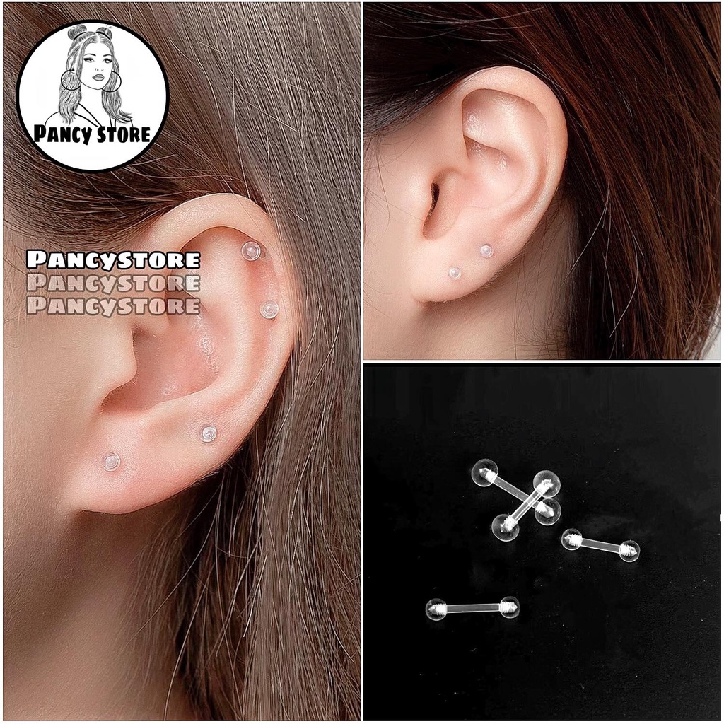 bông tai nam nữ trong suốt khuyên tai giúp giấu lỗ xỏ khuyên
