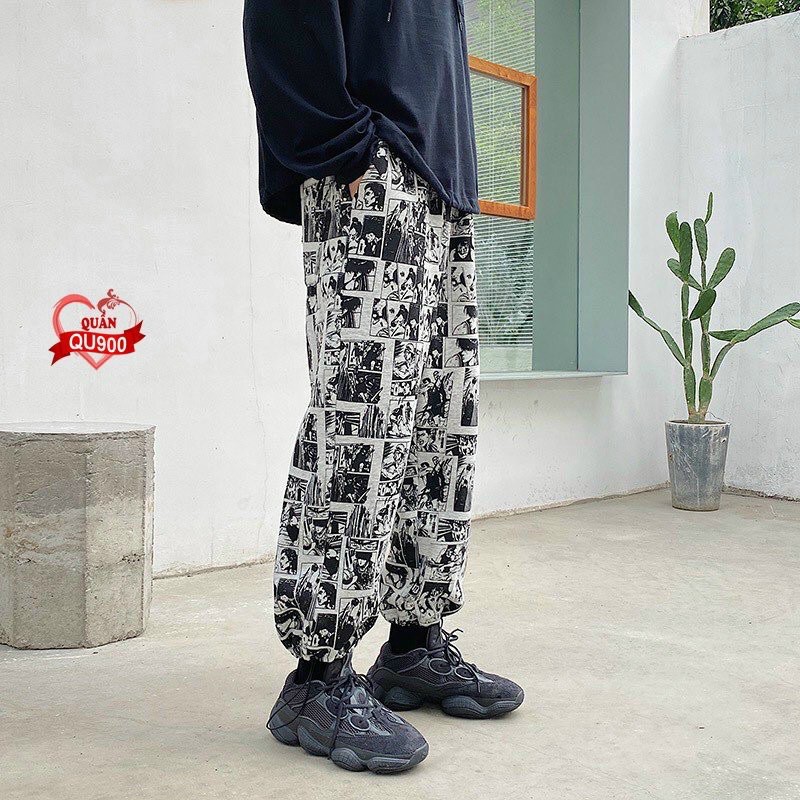 Quần Nỉ Unisex Nam Nữ Hình Cartoon Dây Rút Cá Tính Chất Đẹp