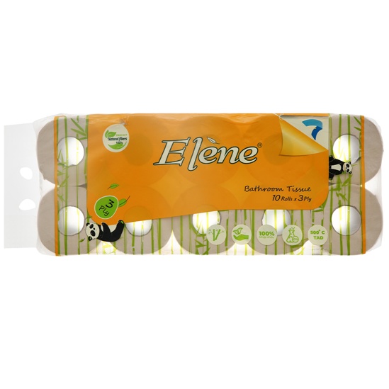 Giấy vệ sinh Elene vàng tre 3 lớp có lõi dây 10 cuộn