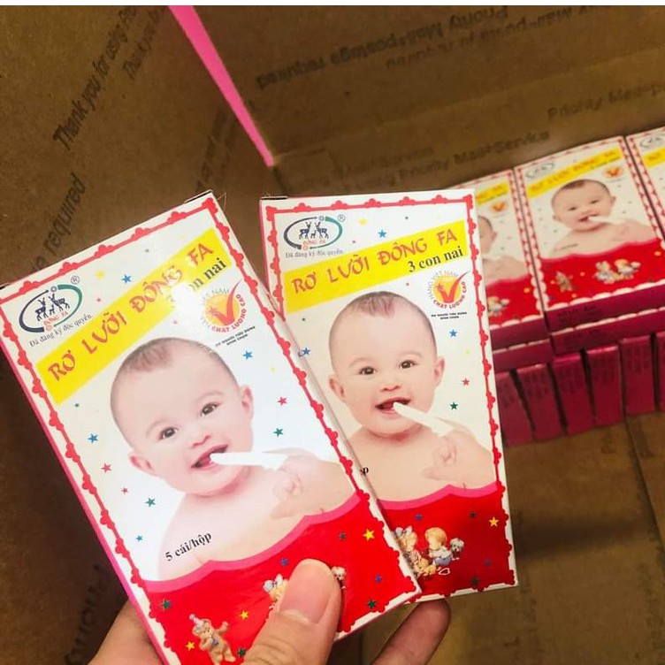 (Hộp 5 cái) Rơ lưỡi Đông Fa, Tưa lưỡi cho bé Đông Fa 3 Con Nai