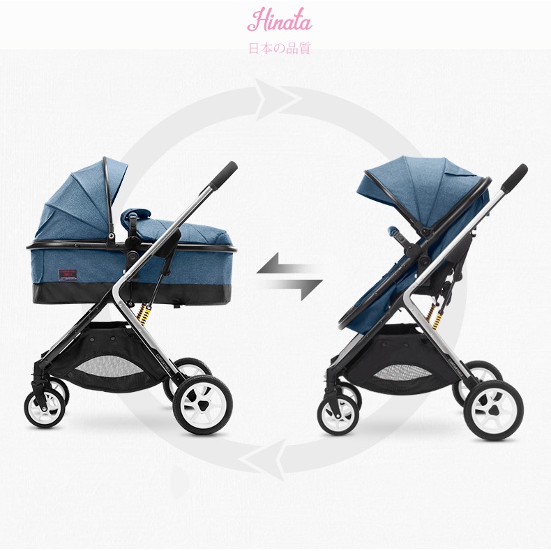 Xe đẩy nôi đi động cao cấp gấp gọn 3 trong 1, đẩy 2 chiều thuận tiện HINATA - XD10