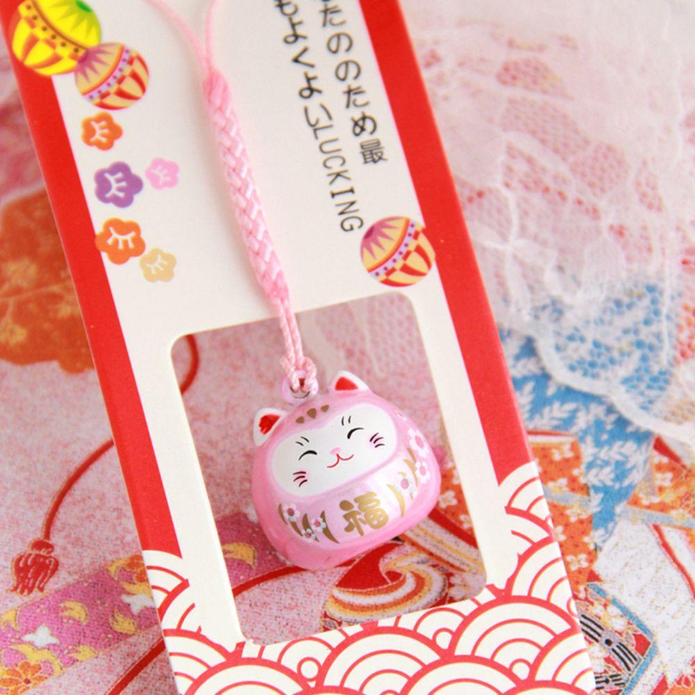 [COD] Móc Khóa Điện Thoại / Chìa Khóa Hình Chú Mèo May Mắn Màu Mơ Mộng DIY Có Chuông Nước